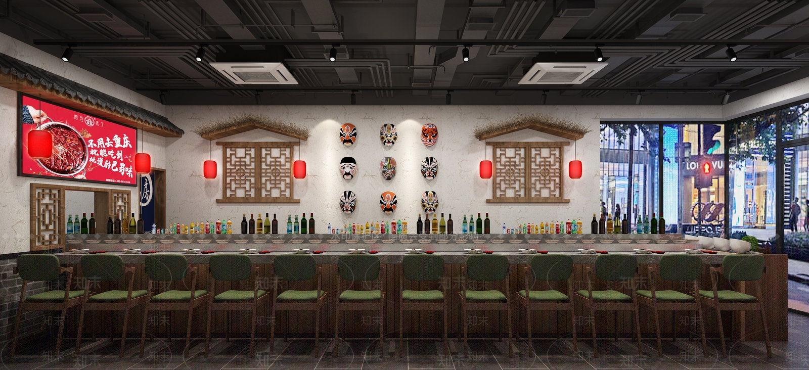 新中式火锅店3D模型下载【ID:397170224】