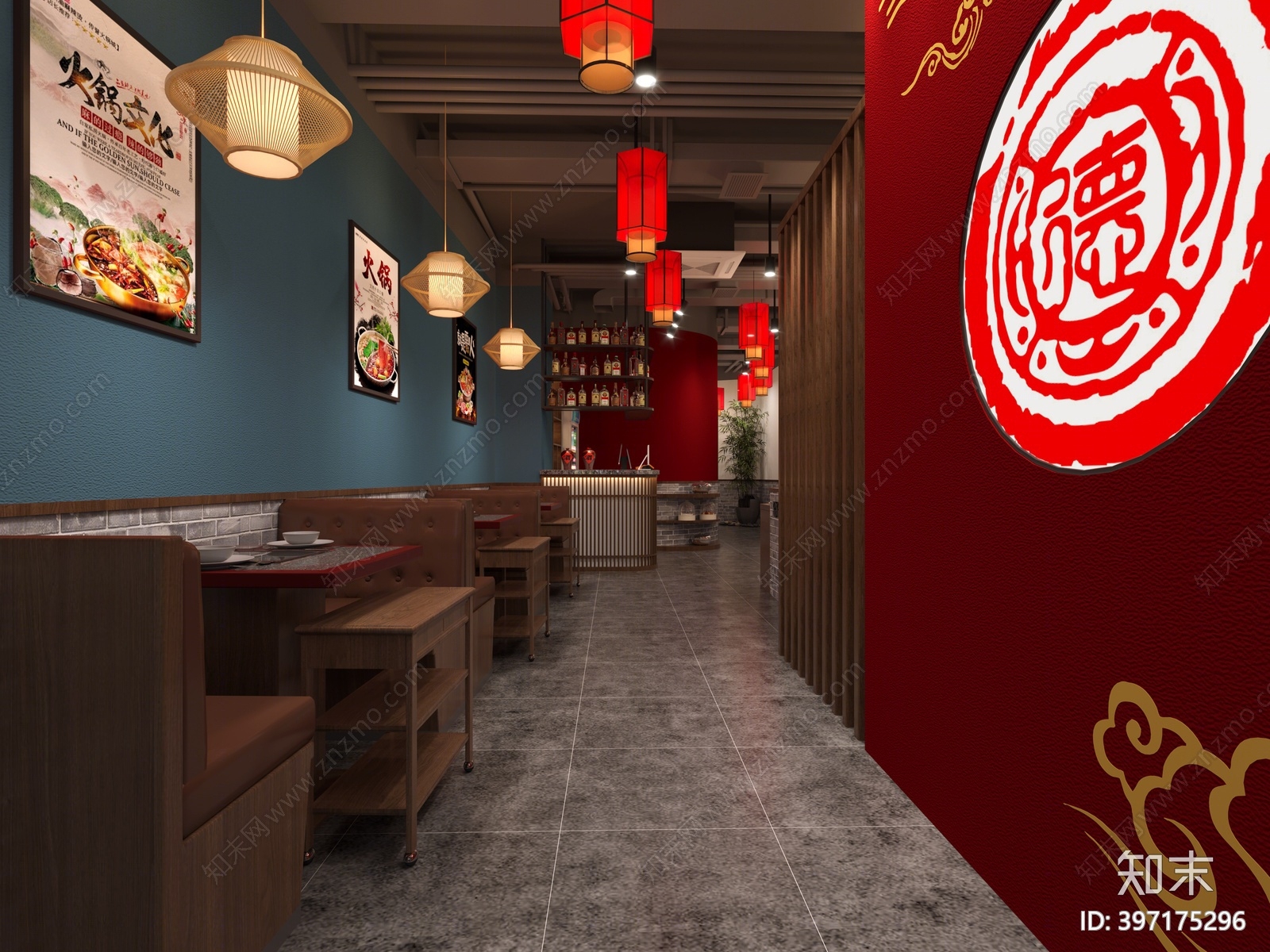 新中式火锅店3D模型下载【ID:397175296】