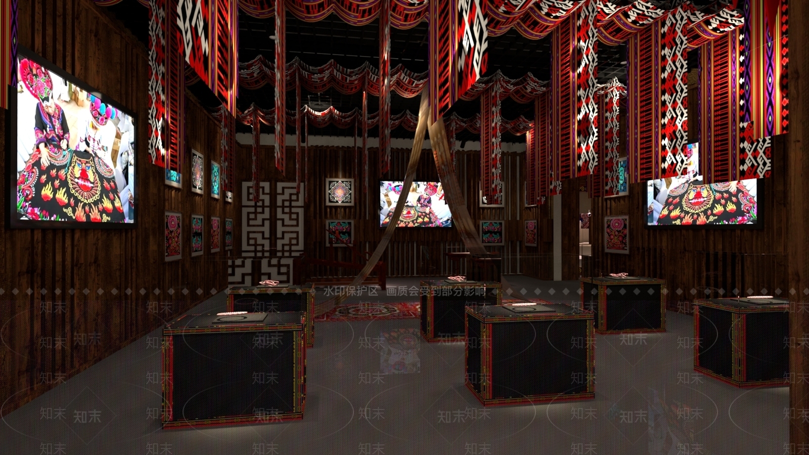 中式博物馆展示空间SU模型下载【ID:897183546】