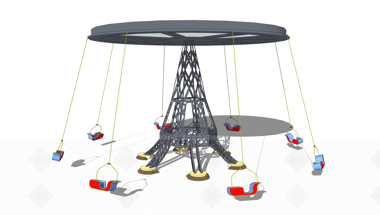 现代荡秋千游乐设施SU模型下载【ID:897188245】