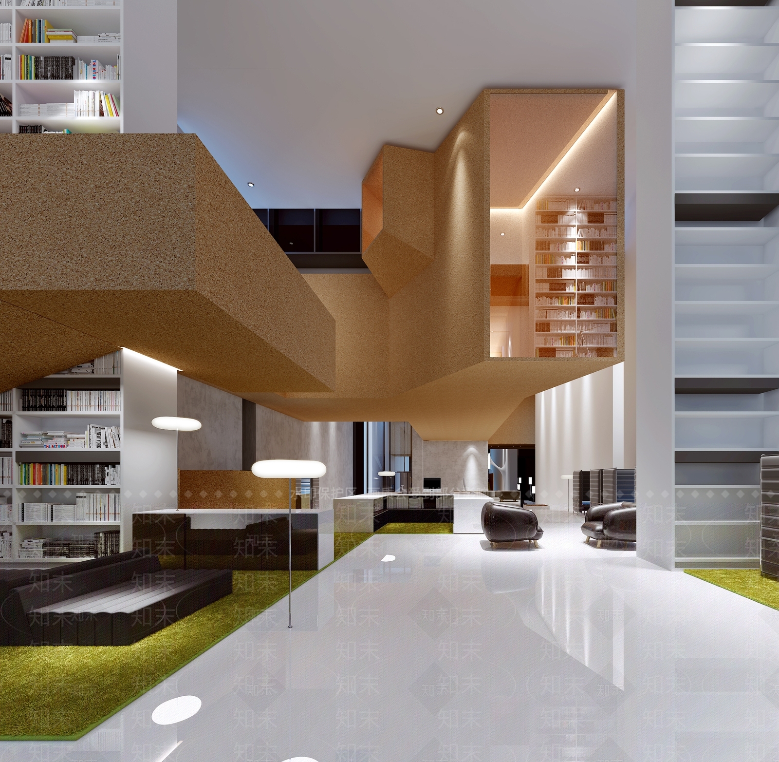 现代图书馆3D模型下载【ID:897200264】