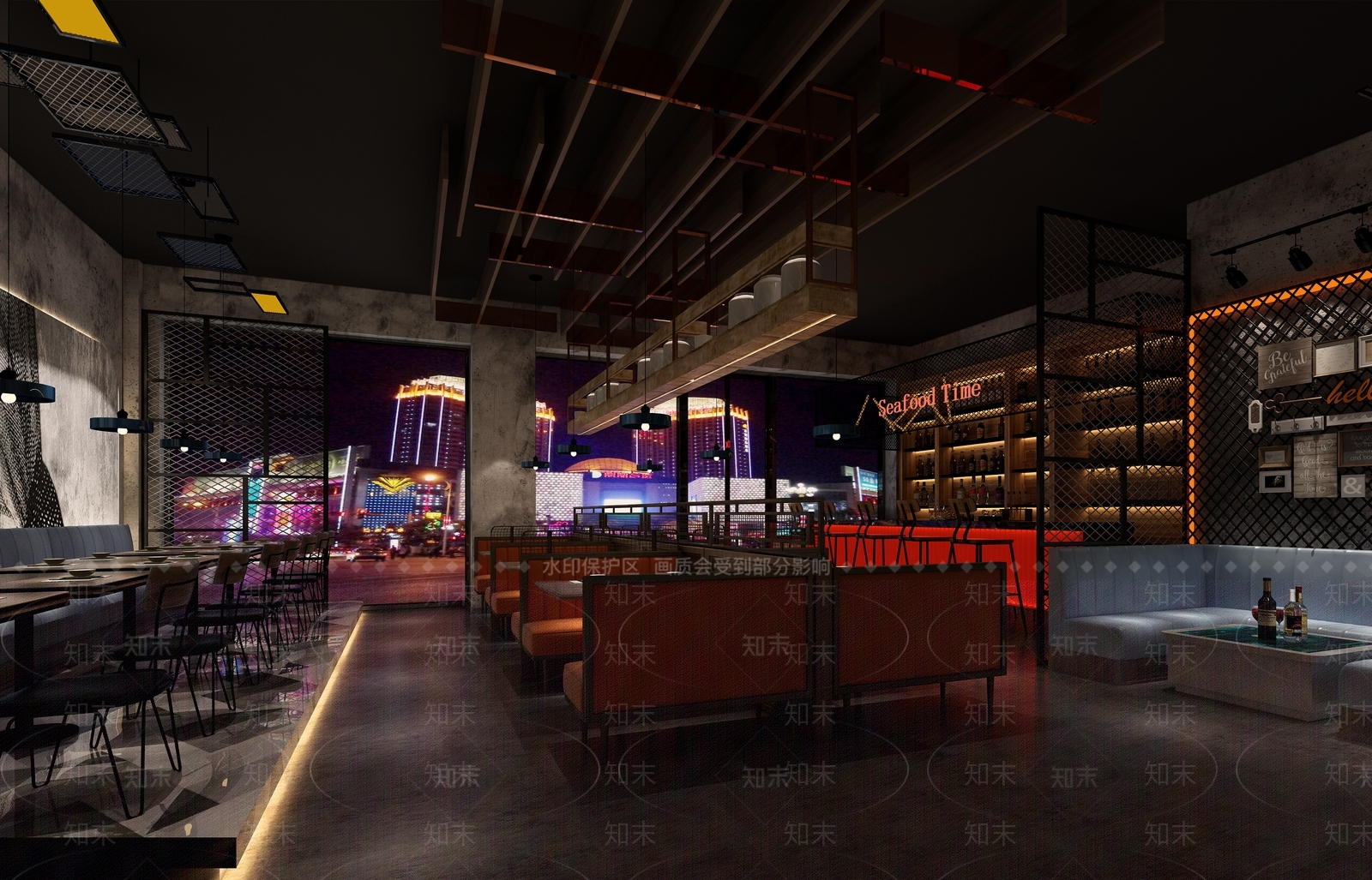 工业风烧烤店3D模型下载【ID:397202216】