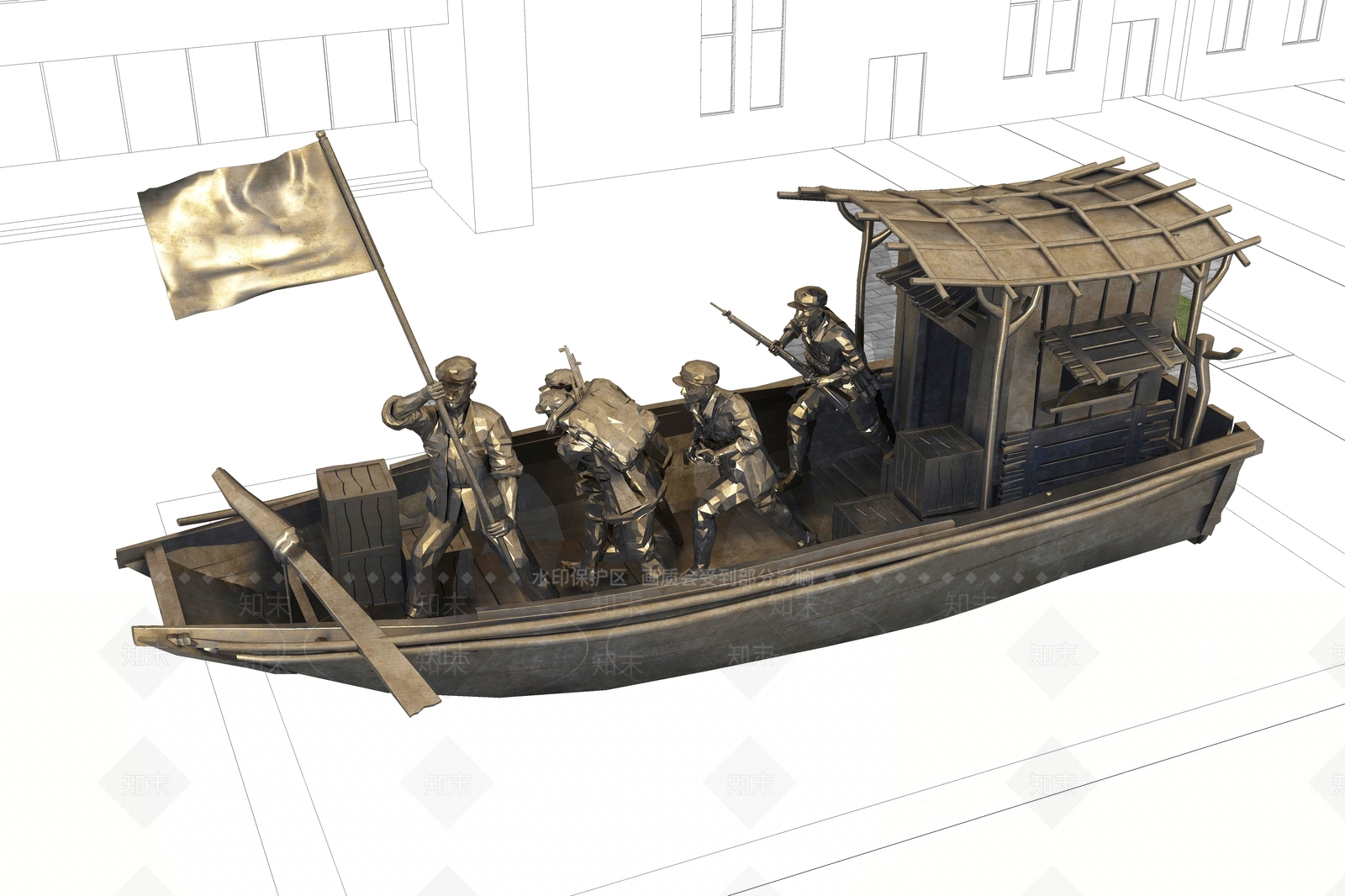 现代人物雕塑3D模型下载【ID:797423147】