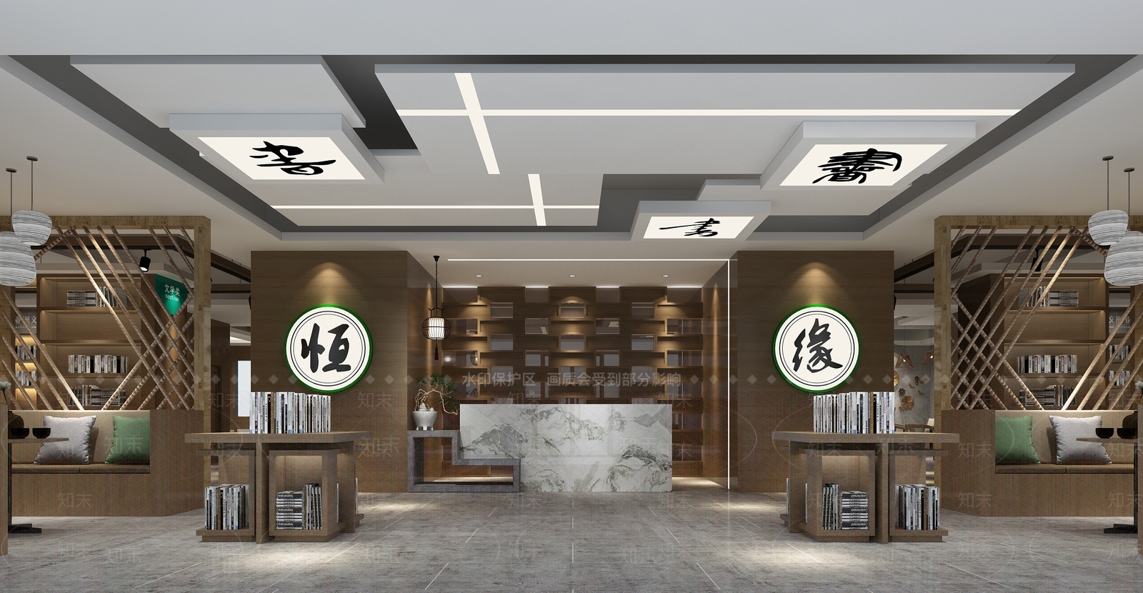 新中式图书馆3D模型下载【ID:597260000】