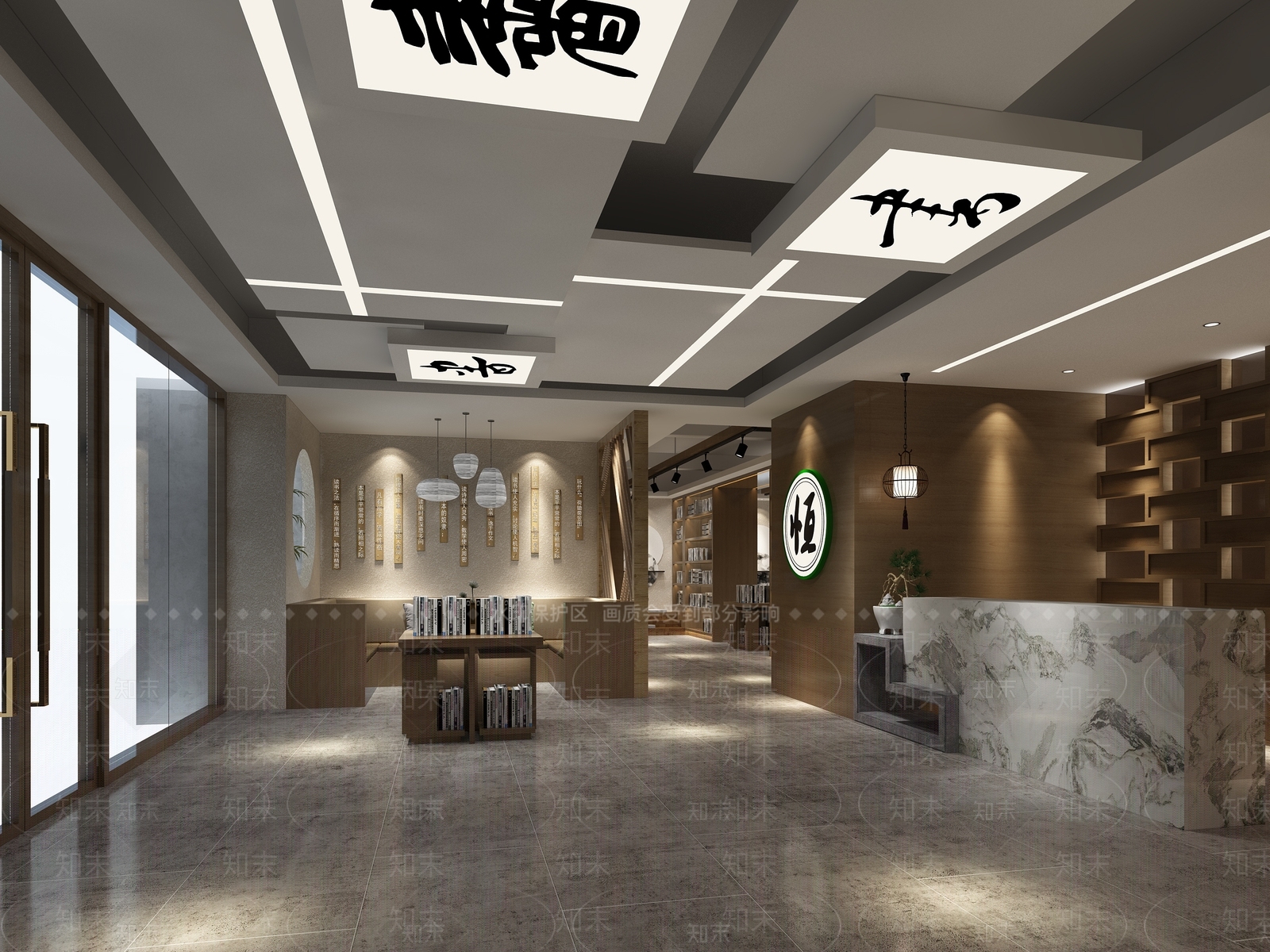 新中式图书馆3D模型下载【ID:597260000】