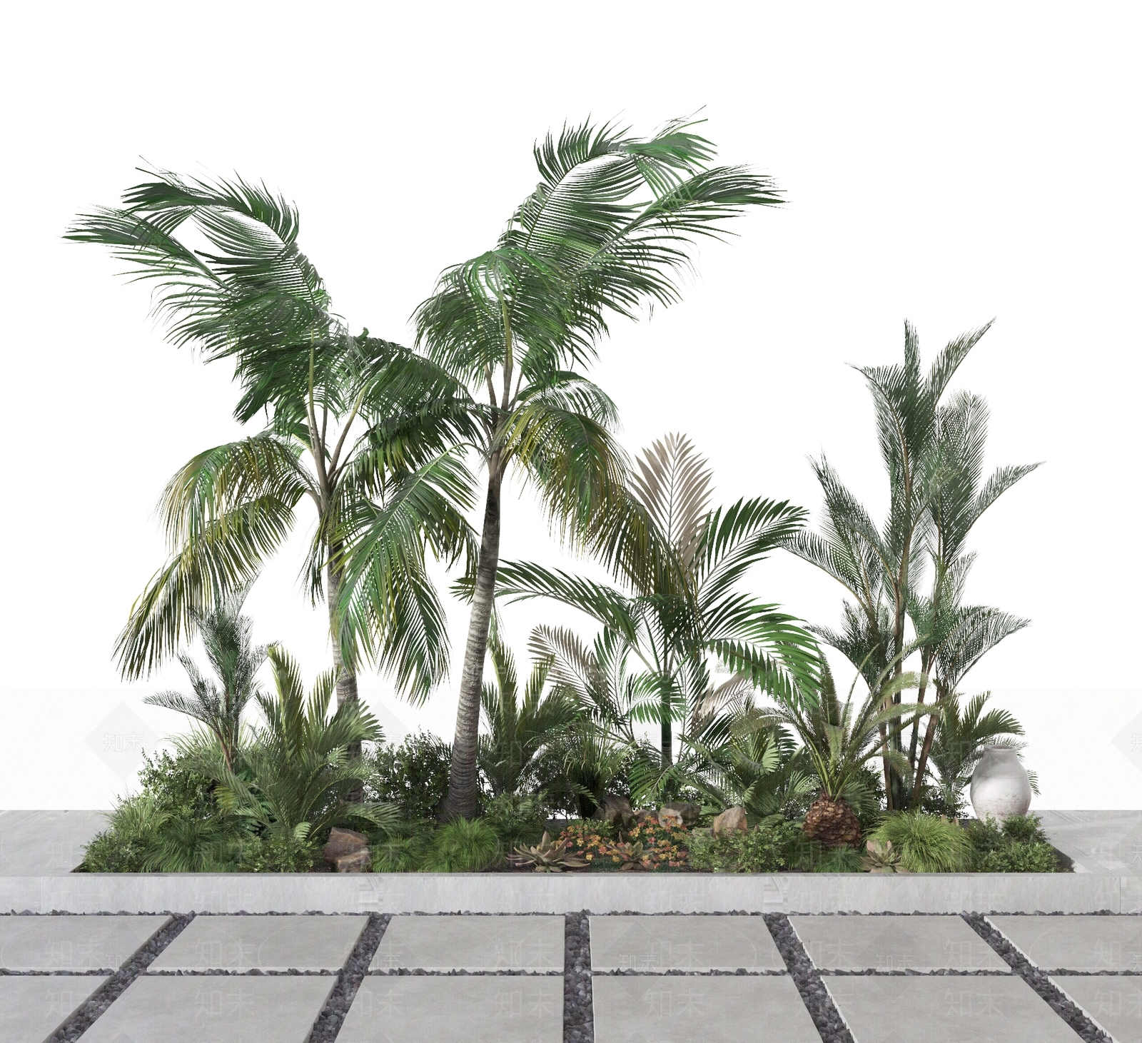 现代植物堆3D模型下载【ID:397277814】