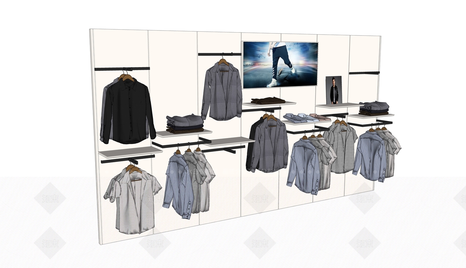 现代服装展架SU模型下载【ID:197300007】