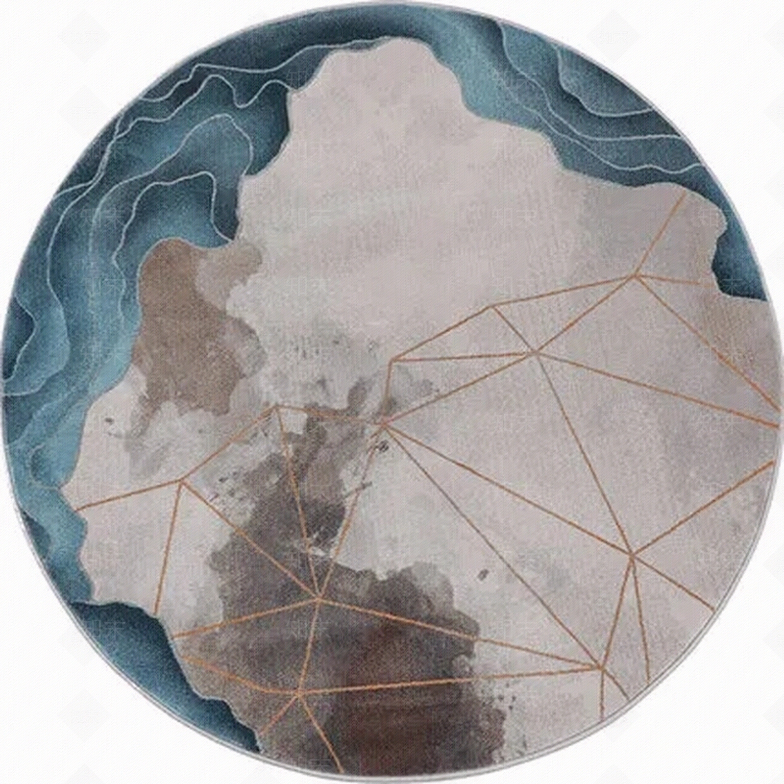 轻奢圆形客厅地毯卧室床边毯北欧现代简约地垫圆毯ins风贴图下载【ID:697308641】