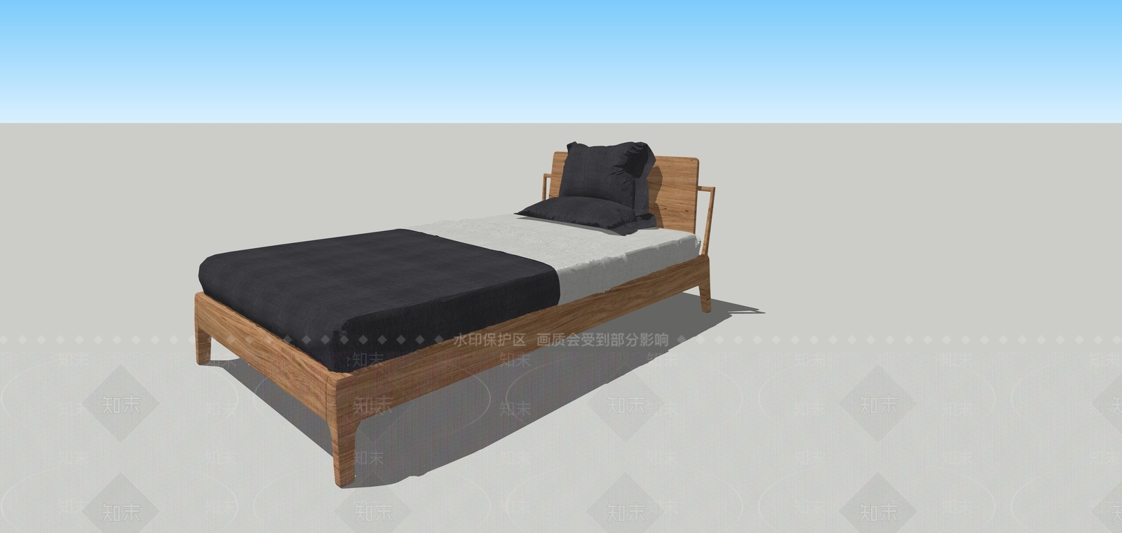 日式单人床SU模型下载【ID:597326130】