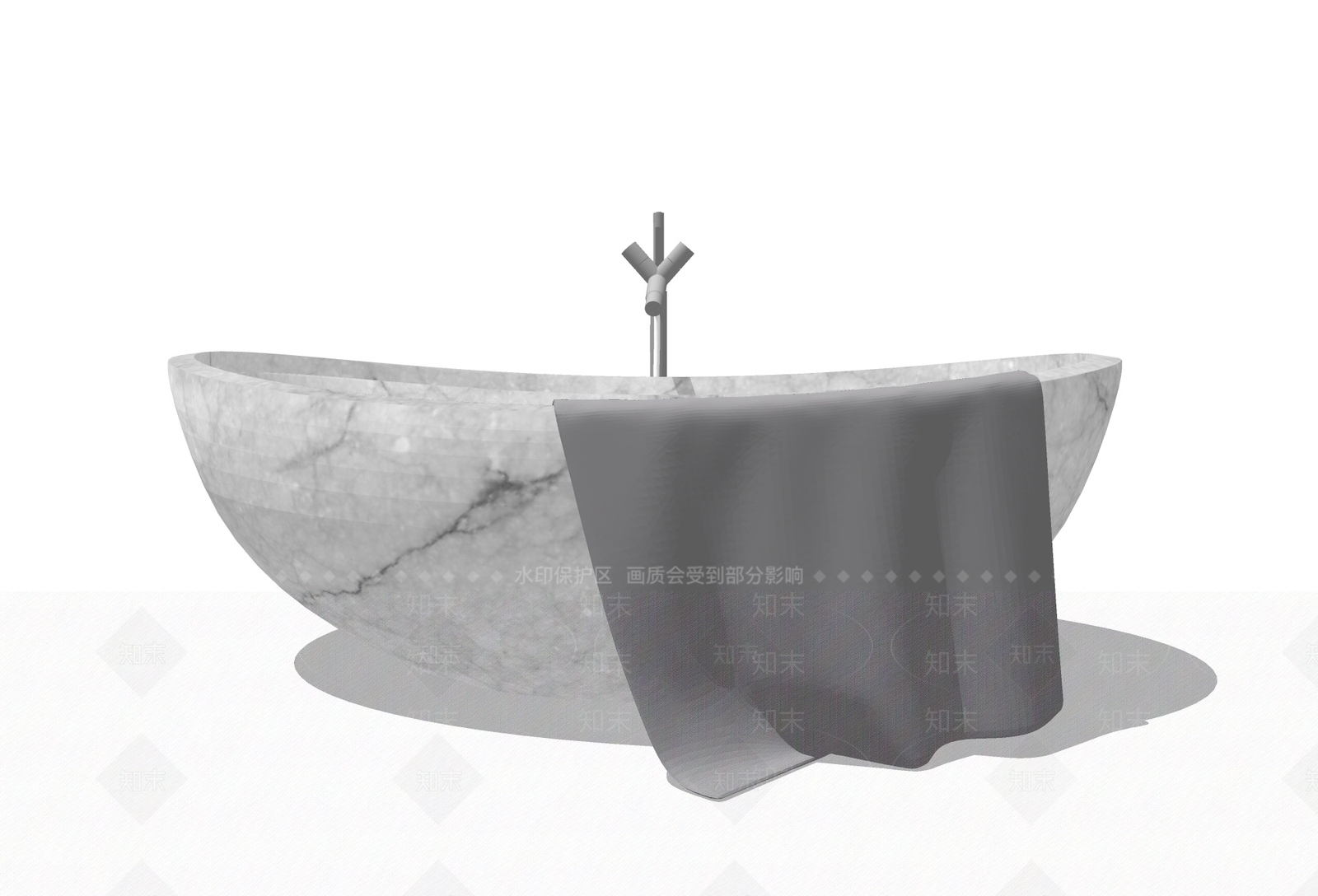 现代大理石浴缸SU模型下载【ID:797349264】