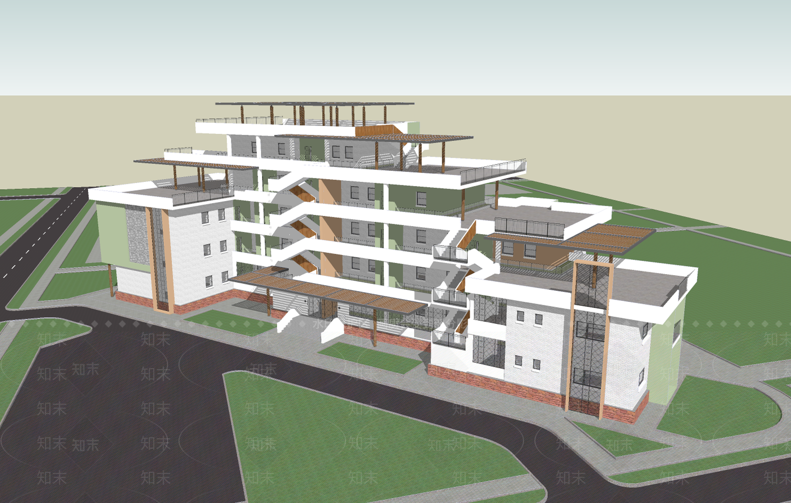 现代老年人活动中心SU模型下载【ID:397351490】