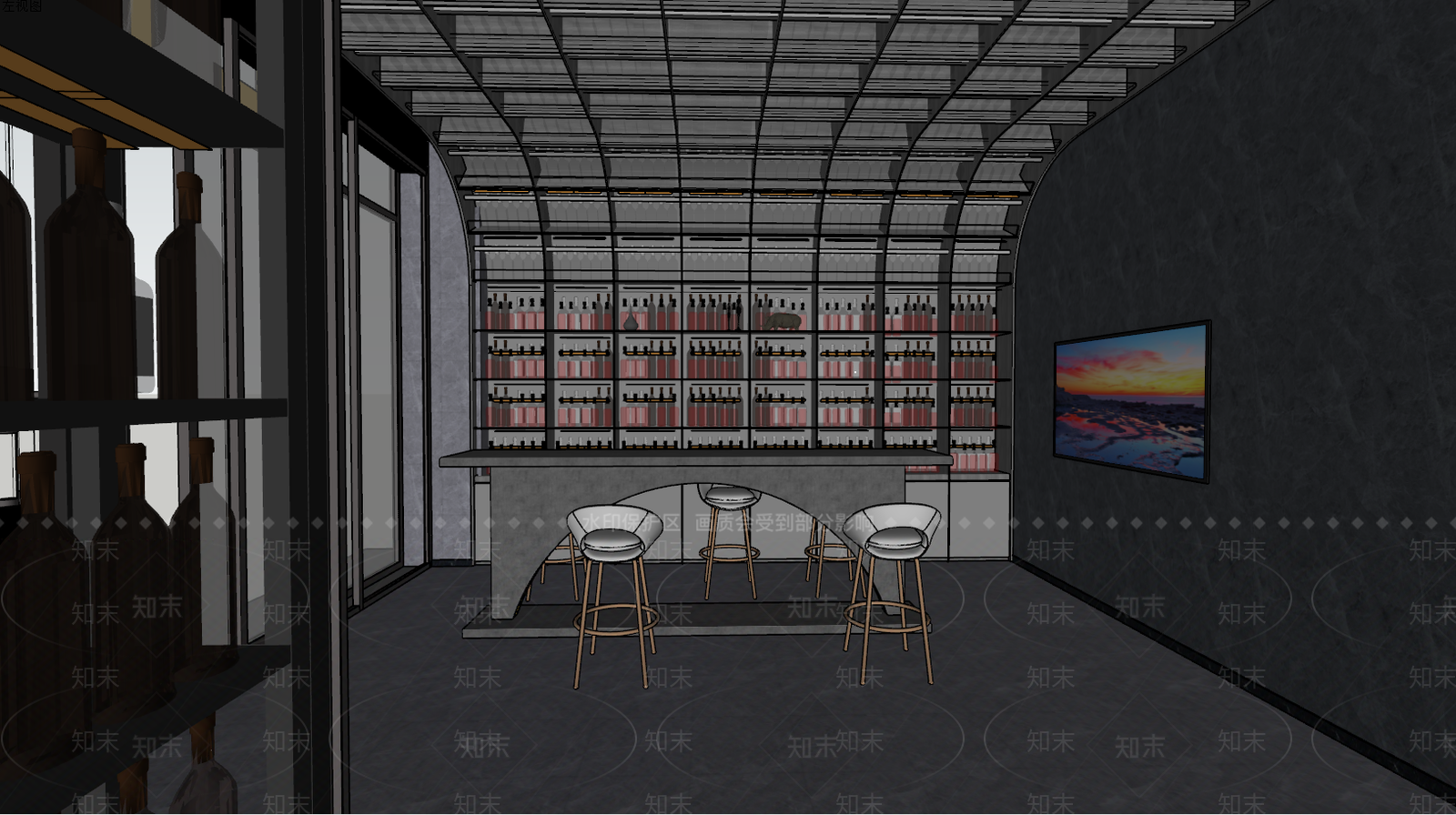 现代酒吧SU模型下载【ID:997354031】