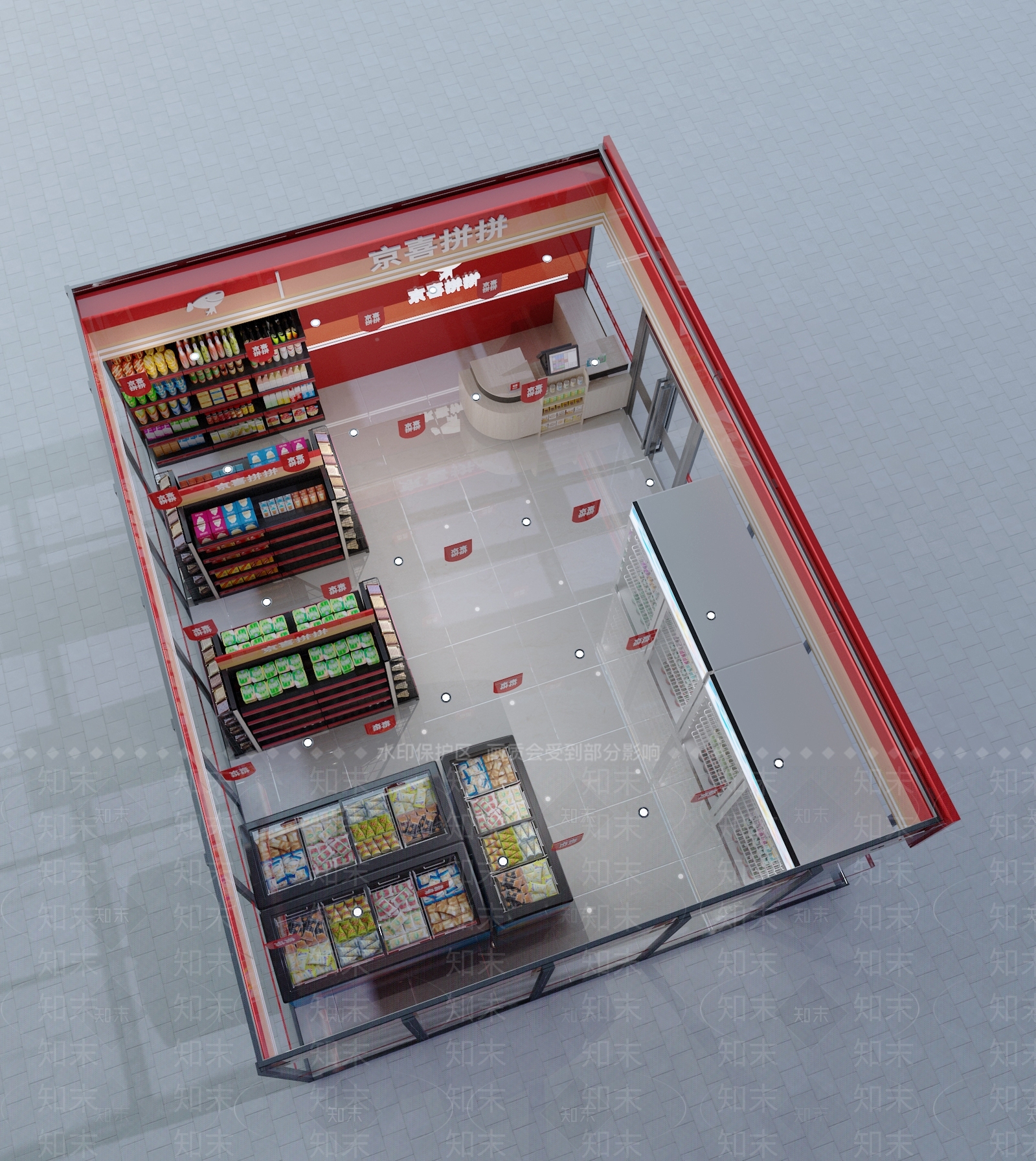现代超市3D模型下载【ID:597360386】