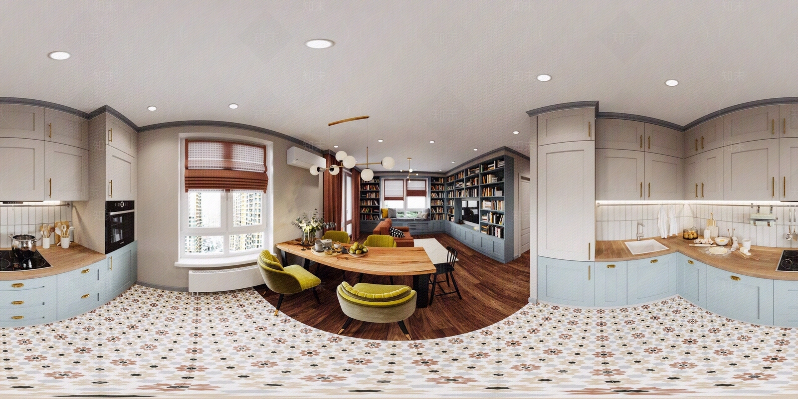 HDR北欧风格餐厅全景贴图下载【ID:1104649085】