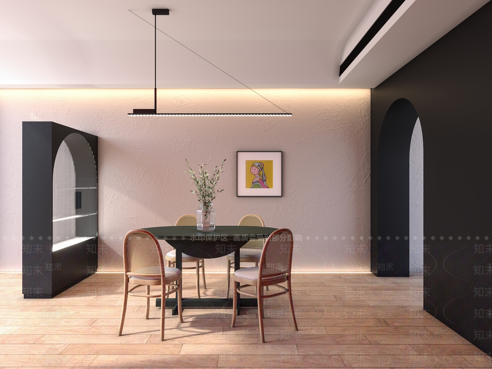 现代餐桌椅子组合3D模型下载【ID:197370866】