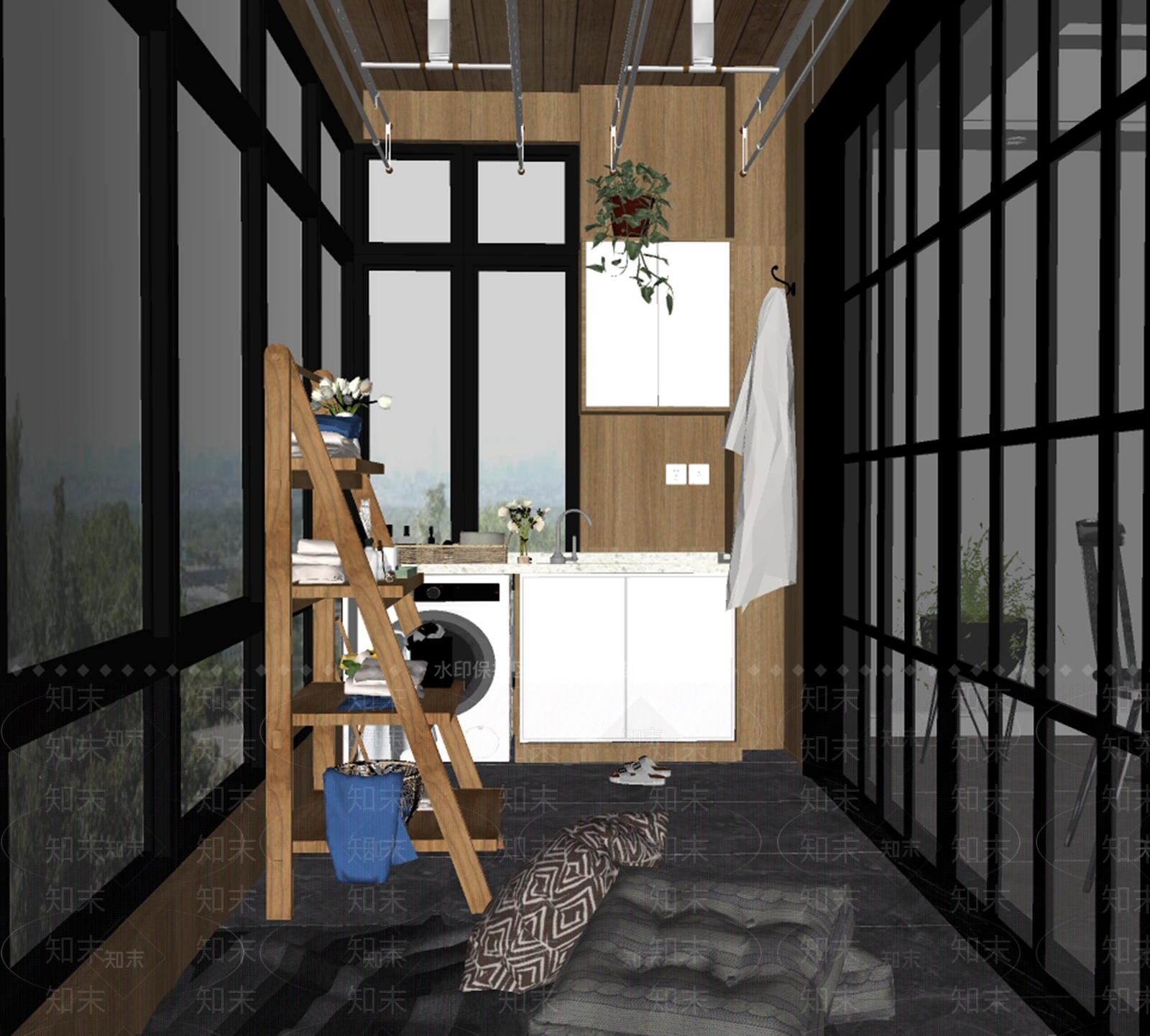 现代家居阳台SU模型下载【ID:697376531】