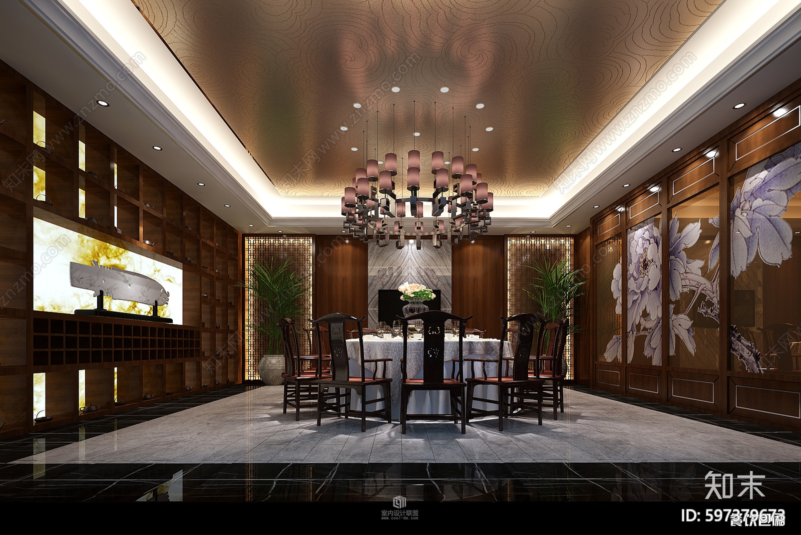 新中式会所cad施工图下载【ID:597379673】