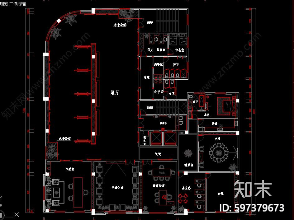 新中式会所cad施工图下载【ID:597379673】