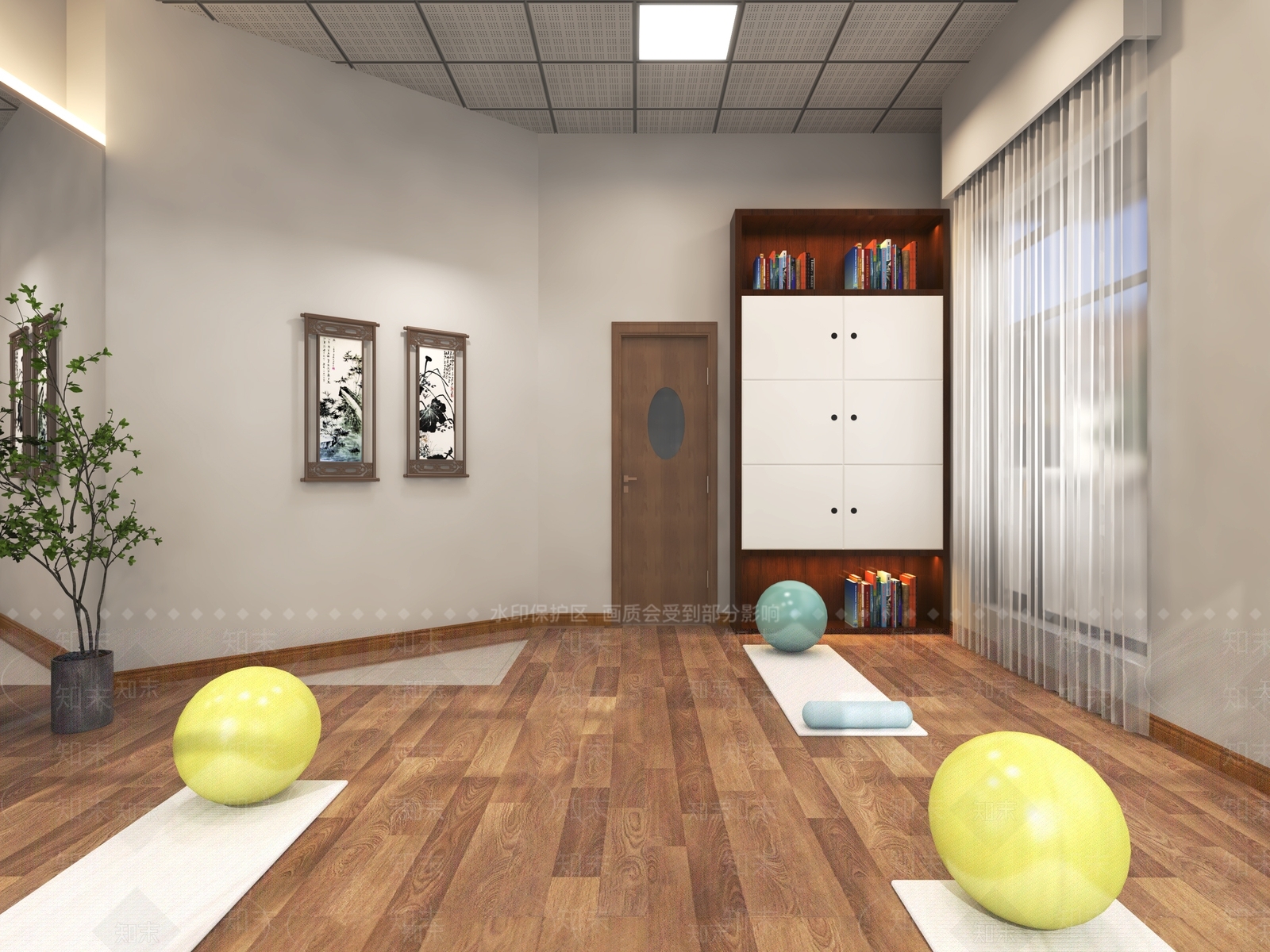 现代瑜伽室3D模型下载【ID:397386717】