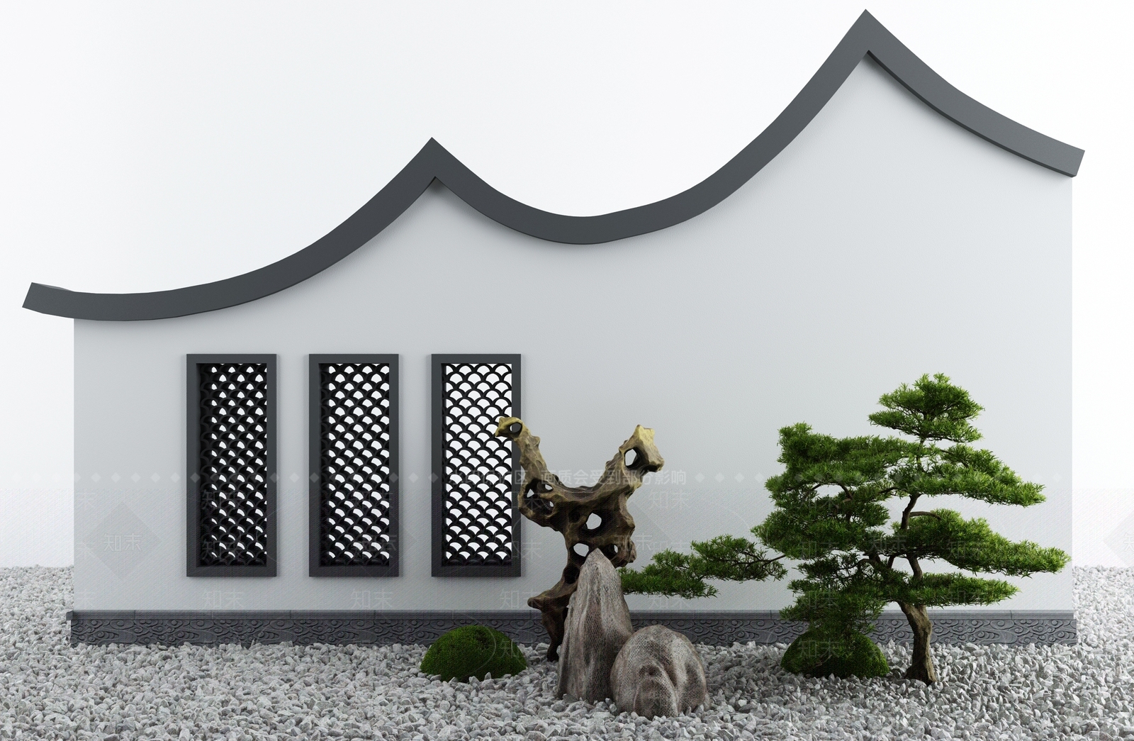 新中式牌楼牌坊3D模型下载【ID:997394293】