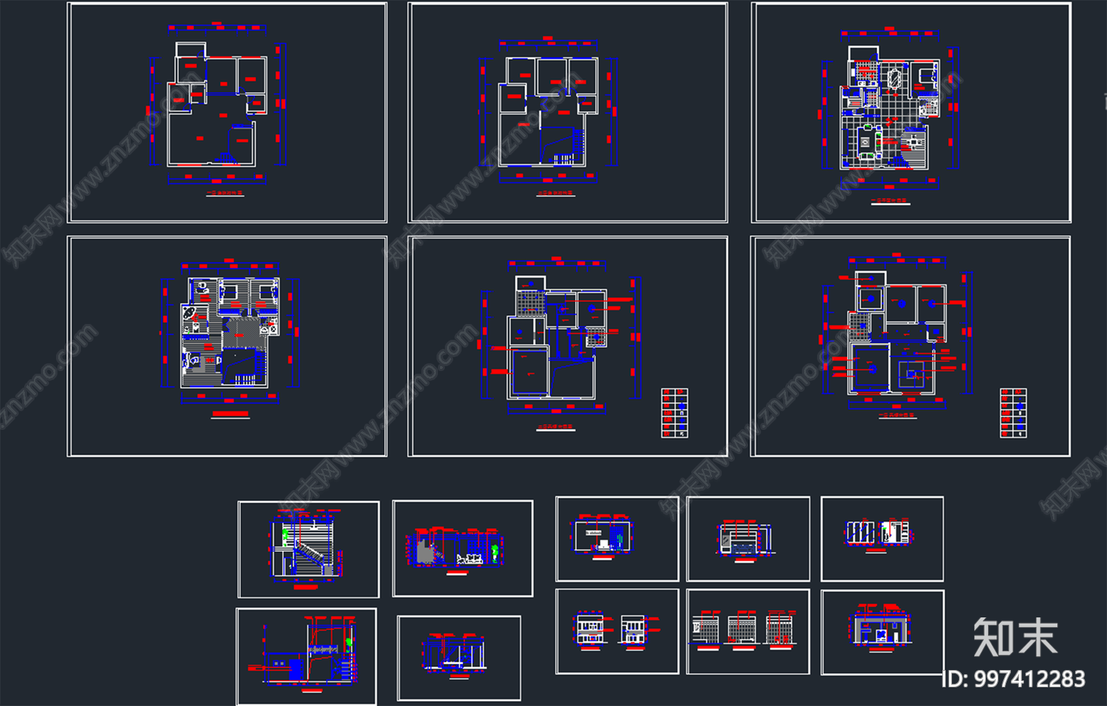 跃层户型施工图下载【ID:997412283】