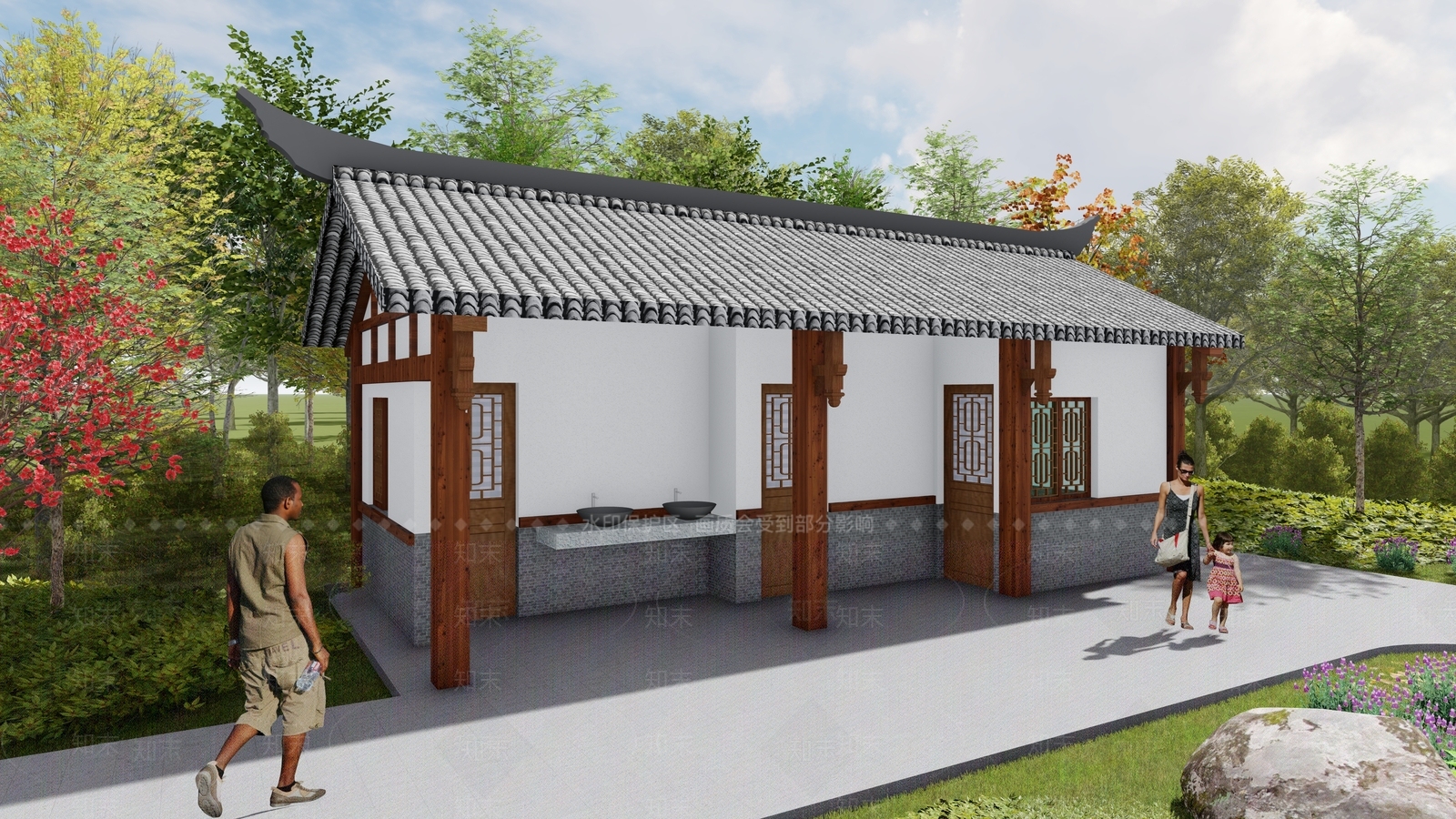 中式公共厕所SU模型下载【ID:897418071】