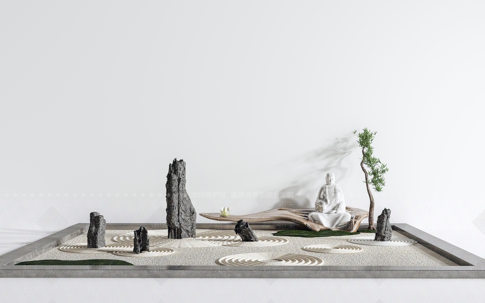 新中式假山雕塑小品3D模型下载【ID:397422871】