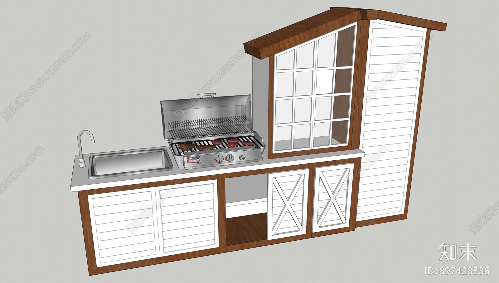 美式户外烧烤操作台SU模型下载【ID:897428336】