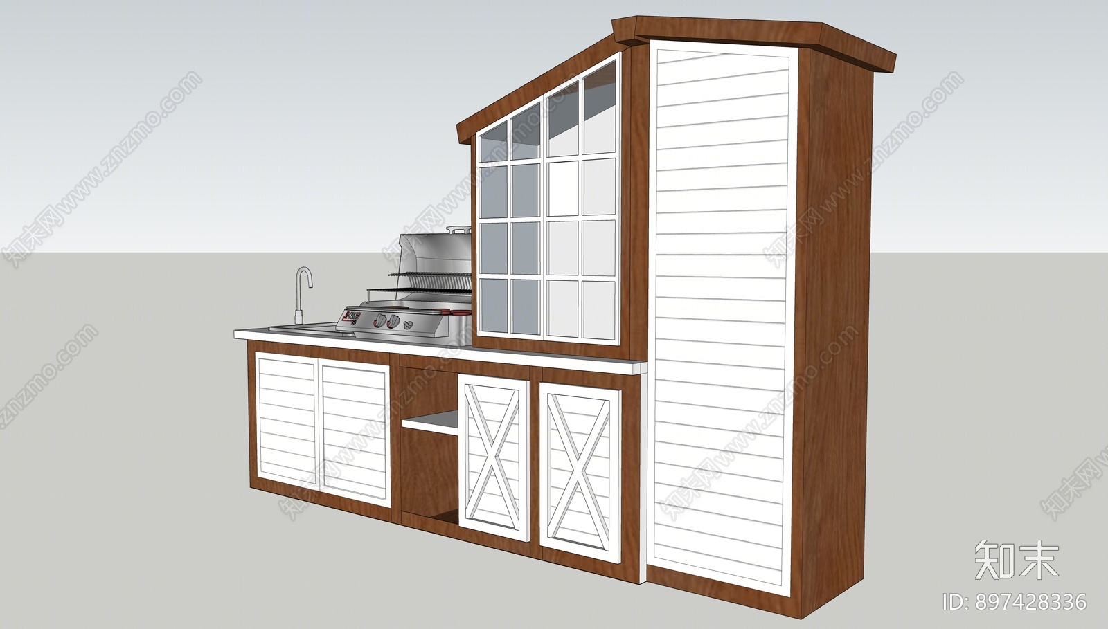 美式户外烧烤操作台SU模型下载【ID:897428336】