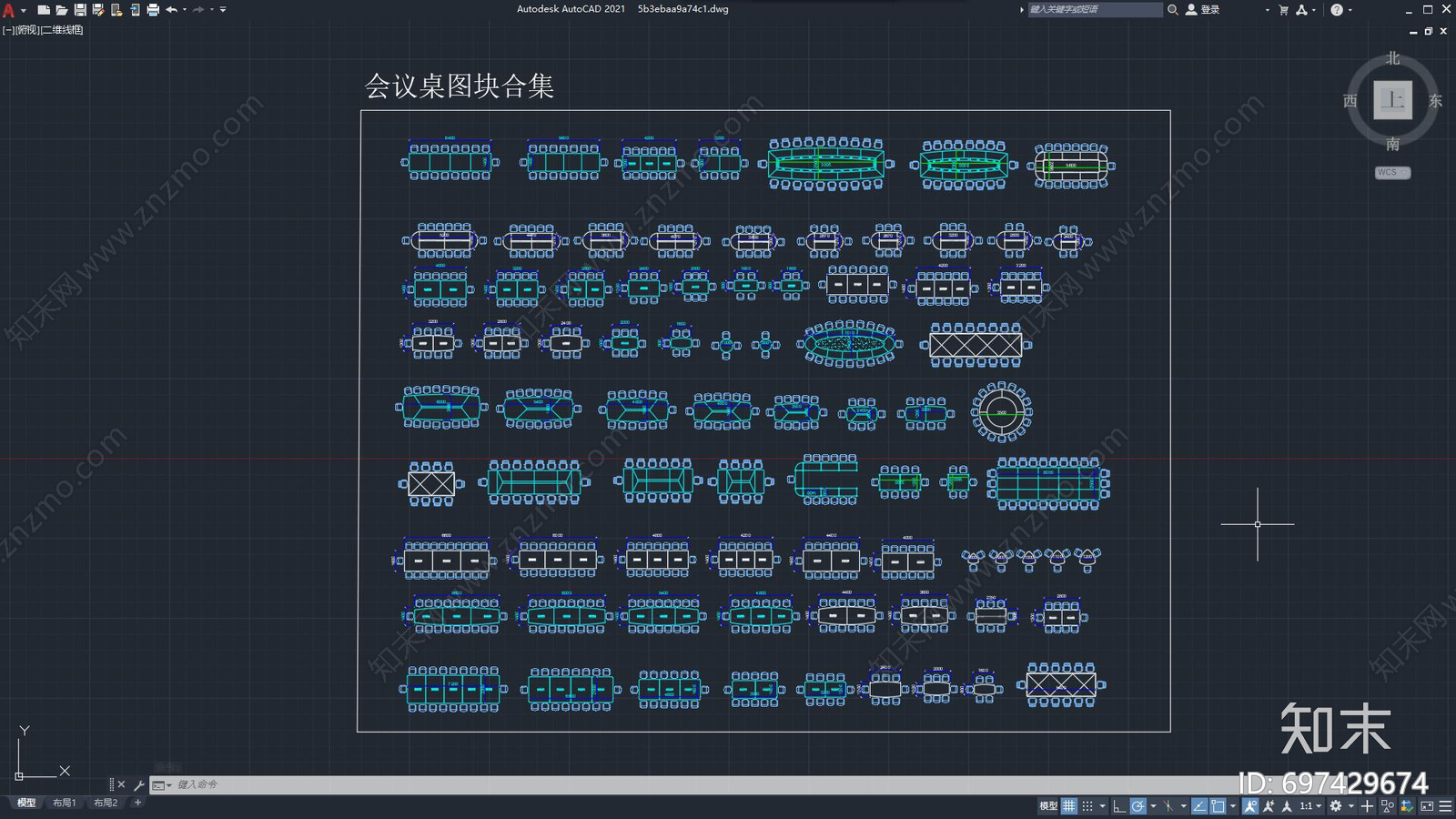 会议桌施工图下载【ID:697429674】