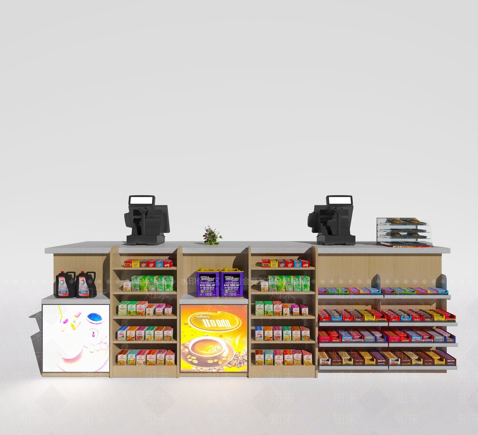 现代超市收银台3D模型下载【ID:597433389】