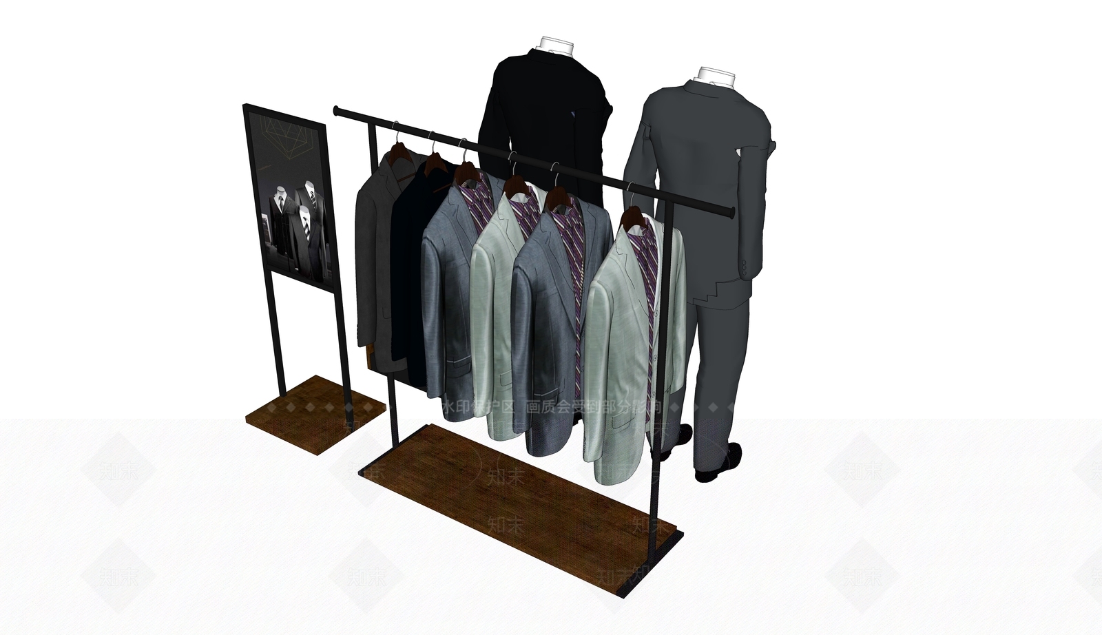 工业风服装展示柜SU模型下载【ID:197435032】