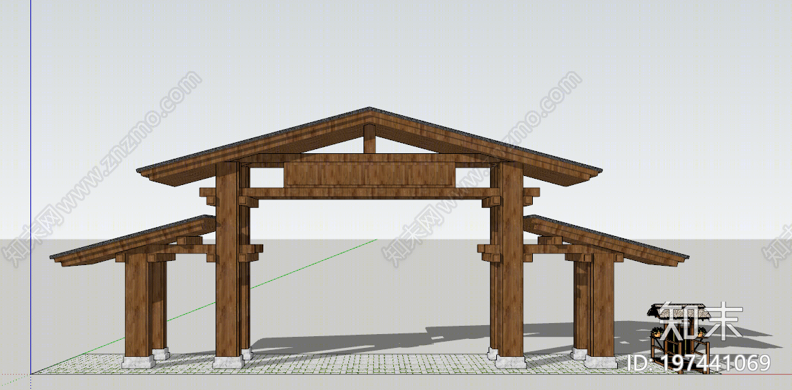 新中式牌坊牌楼SU模型下载【ID:197441069】