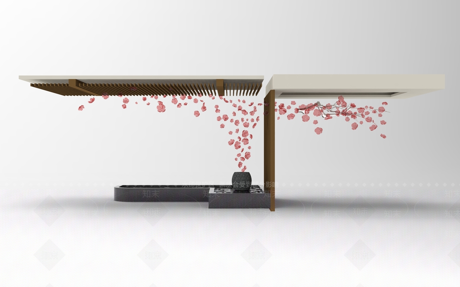 现代桃花雕塑SU模型下载【ID:697442843】