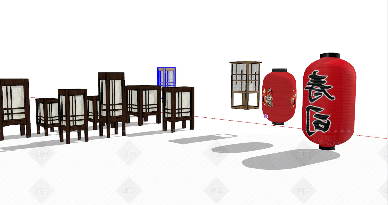 日式灯具组合SU模型下载【ID:297444002】