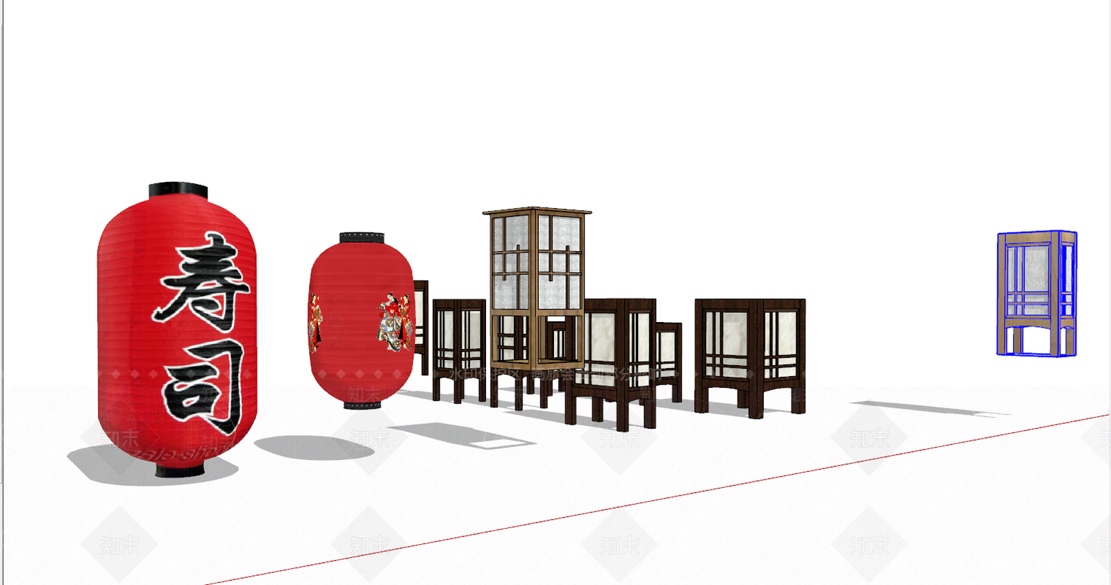 日式灯具组合SU模型下载【ID:297444002】
