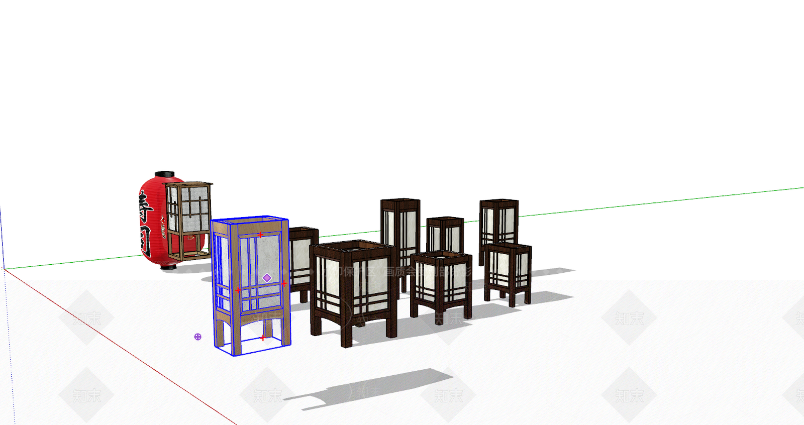 日式灯具组合SU模型下载【ID:297444002】