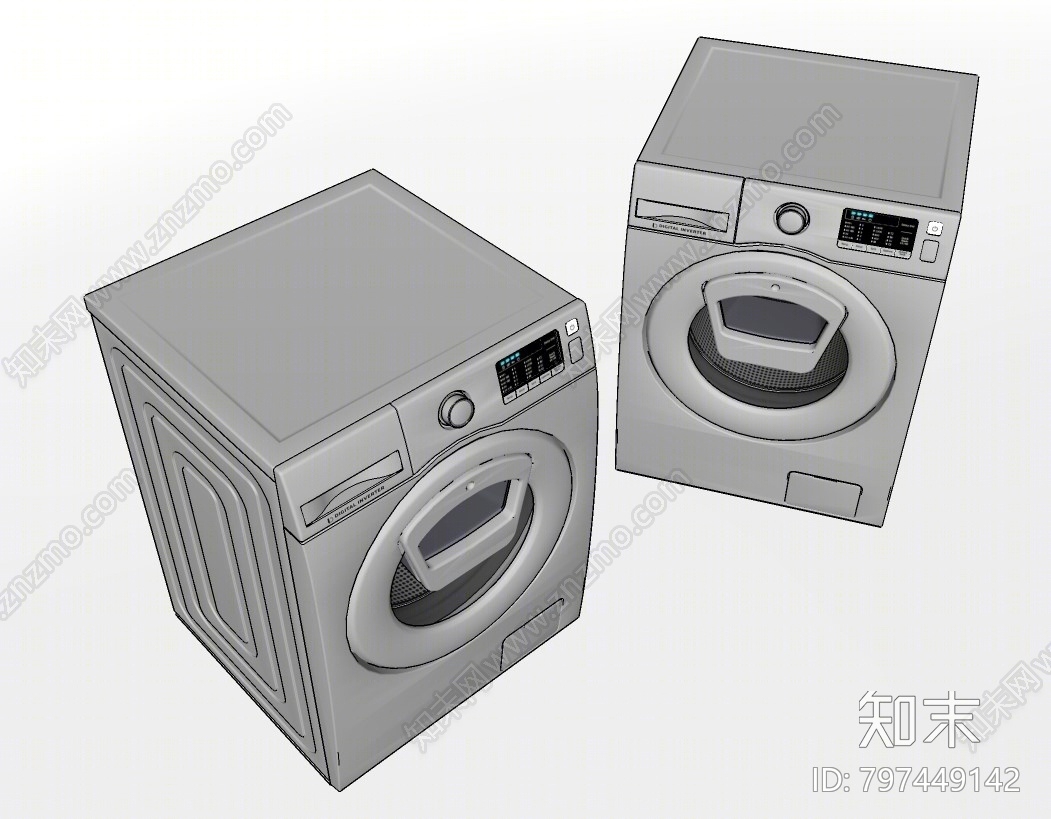现代洗衣机SU模型下载【ID:797449142】