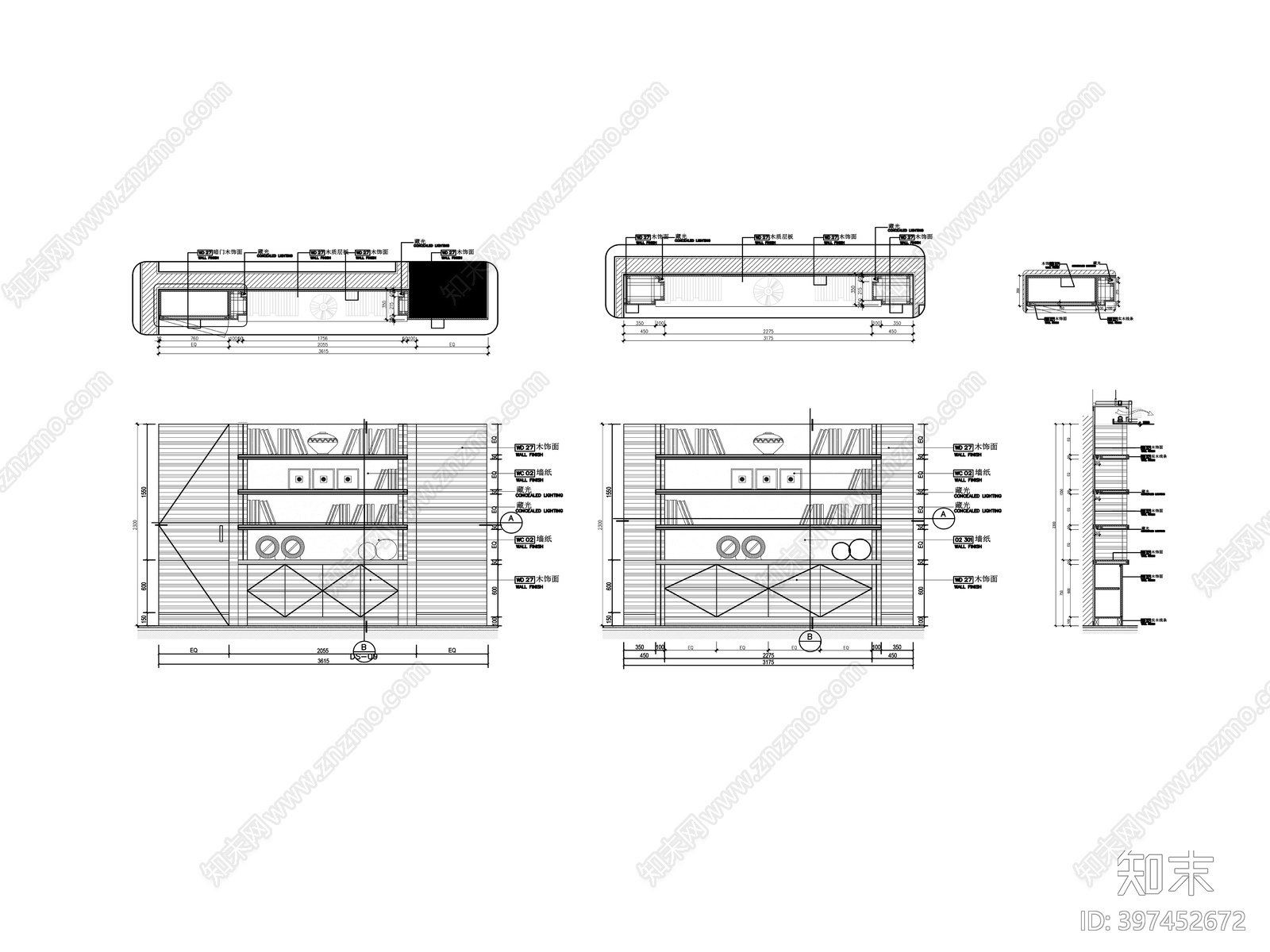 书柜施工图下载【ID:397452672】