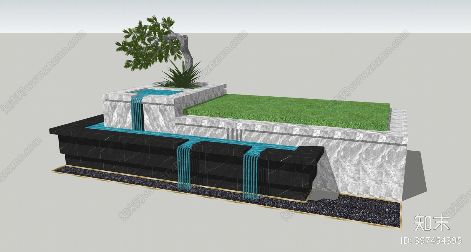 中式水景树池SU模型下载【ID:397454395】