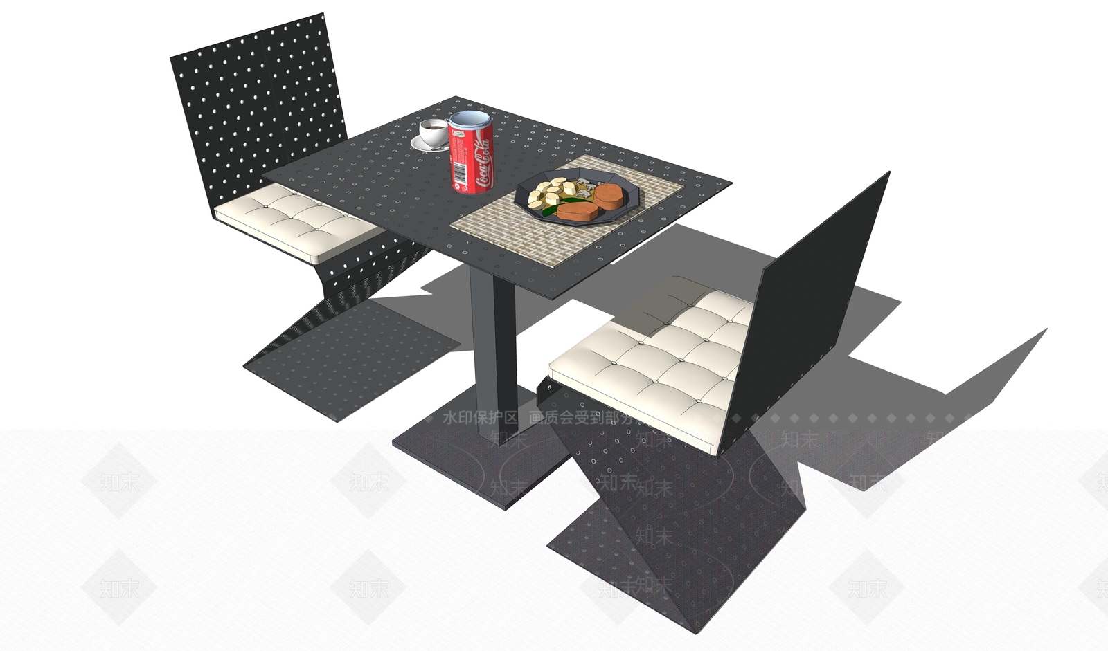 现代铁艺餐桌椅SU模型下载【ID:797477718】