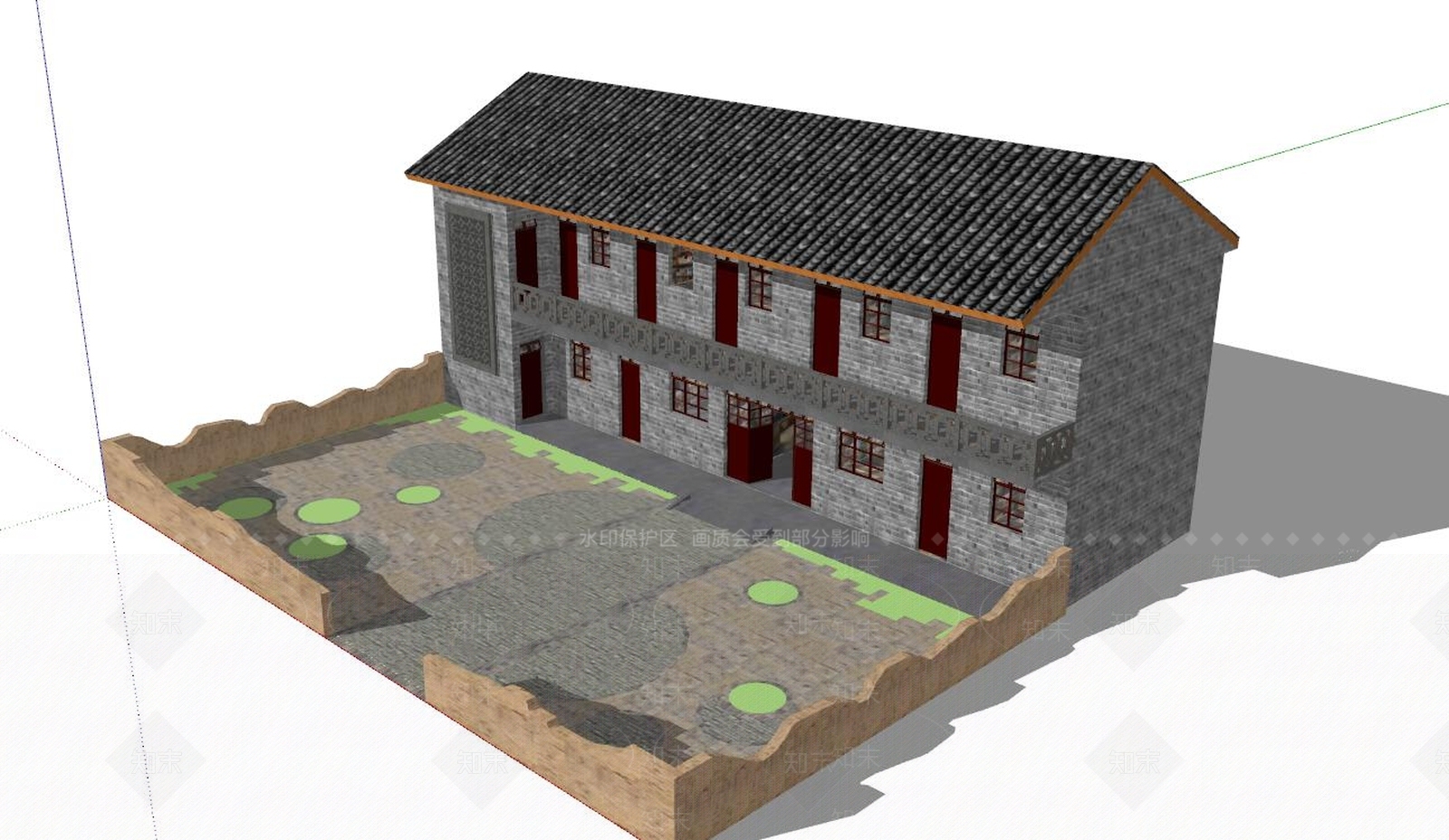 中式文化体验馆SU模型下载【ID:197478071】