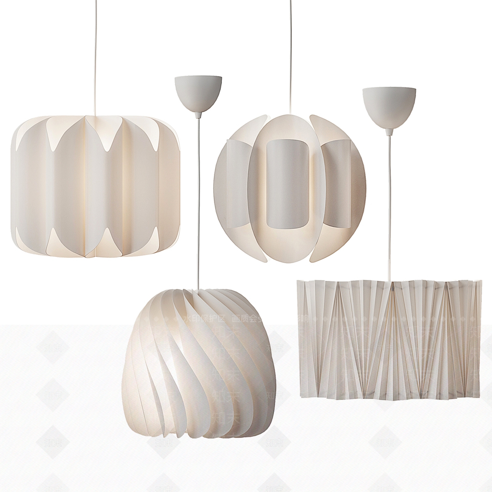 现代异形创意吊灯组合3D模型下载【ID:597480836】