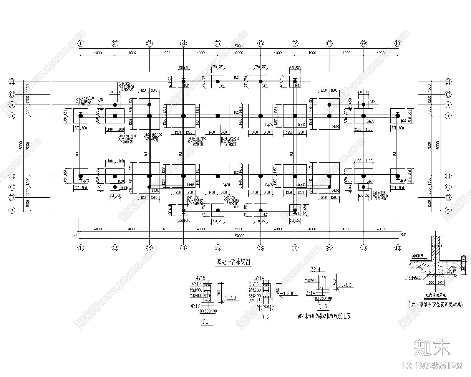 中式三层框架结构古建筑cad施工图下载【ID:197485128】