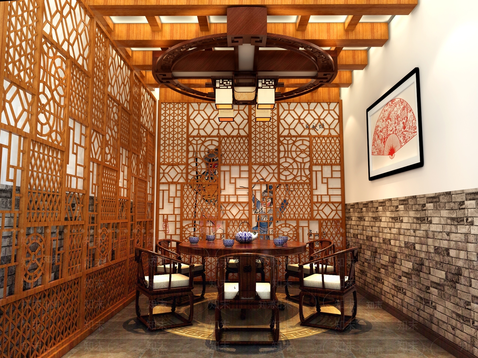 中式茶馆包厢3D模型下载【ID:497484192】