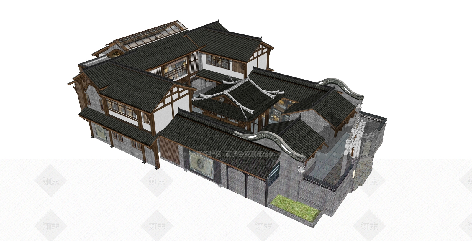 中式四合院SU模型下载【ID:397508212】