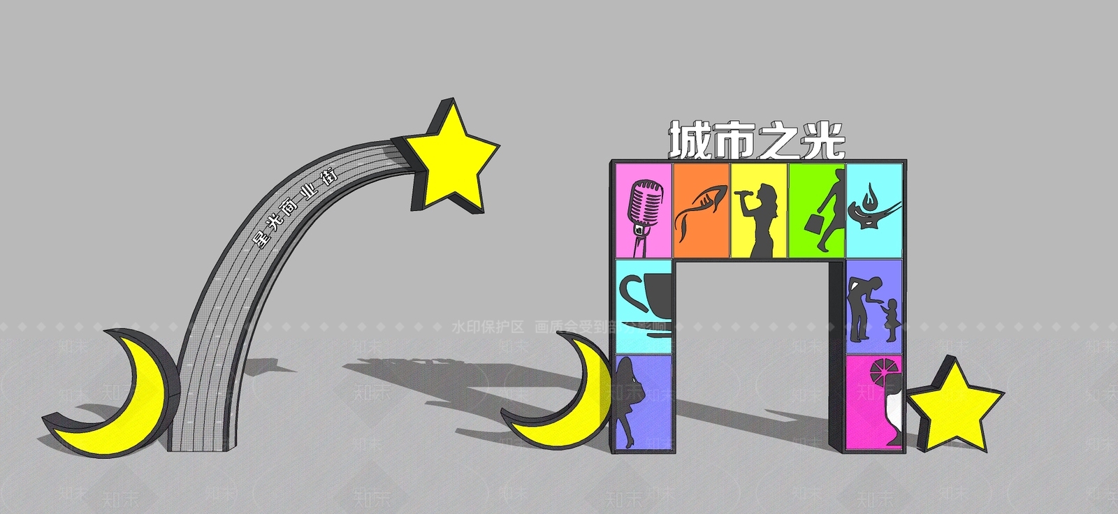 现代商业街雕塑小品SU模型下载【ID:697516630】