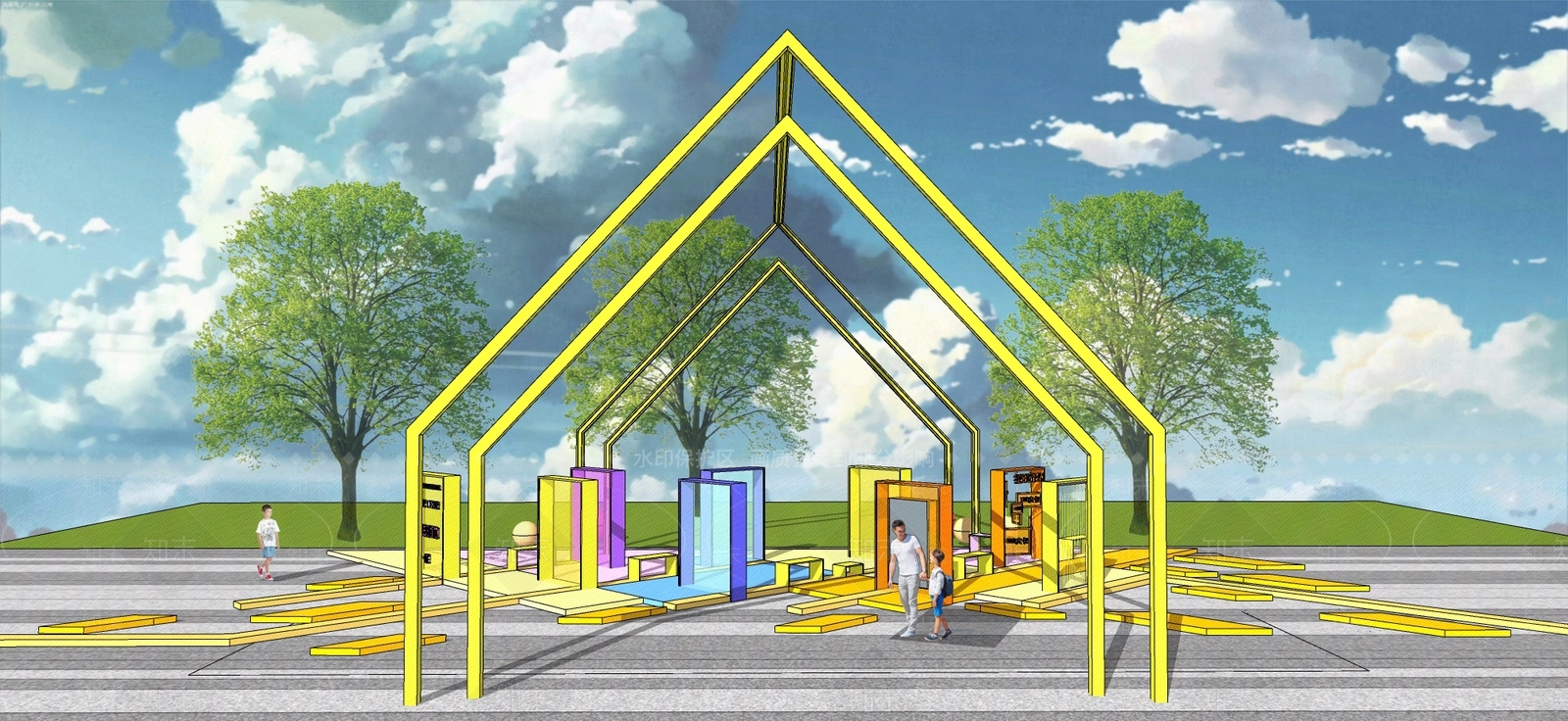 现代商业街雕塑小品SU模型下载【ID:397516959】