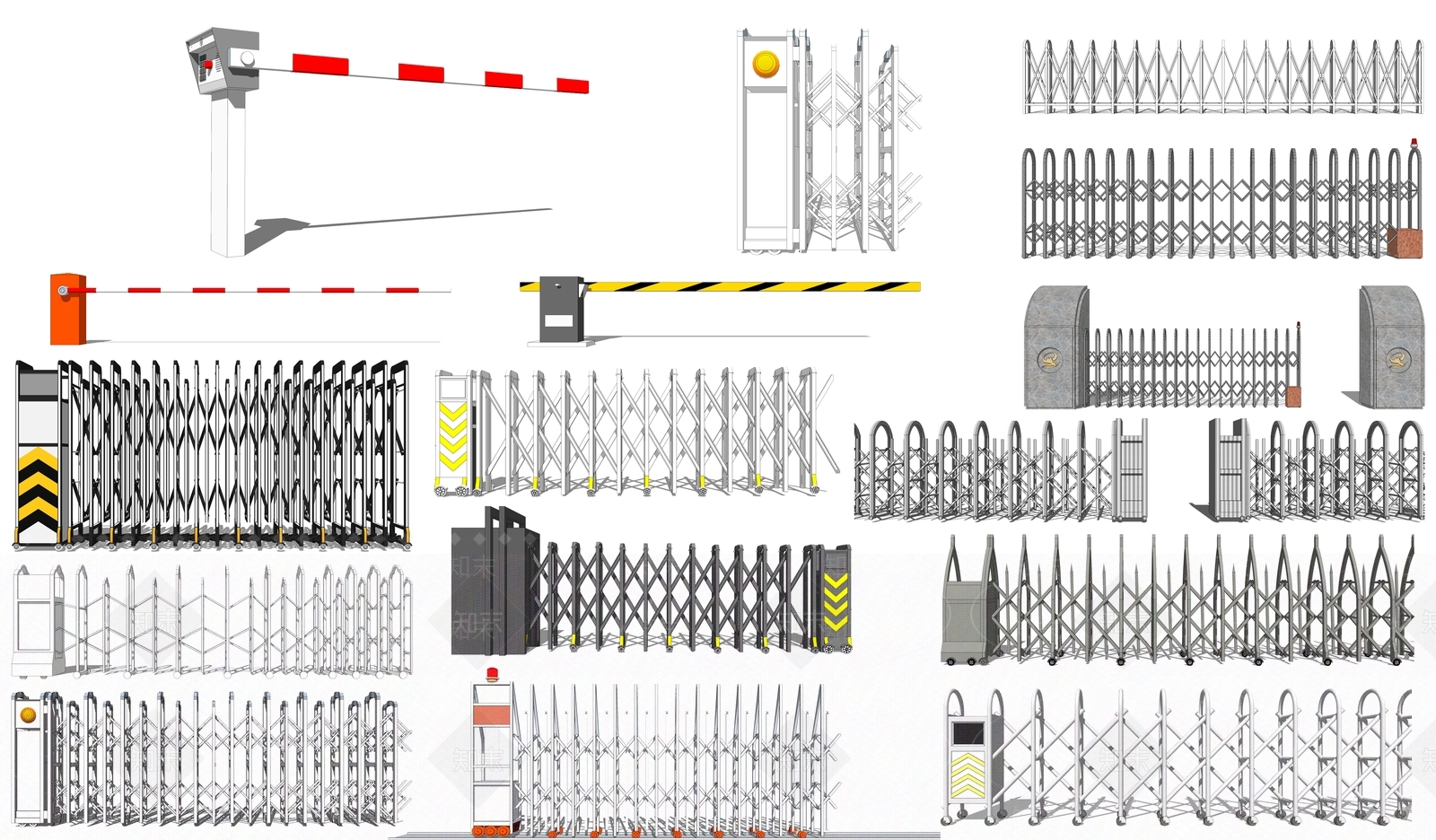 现代电动伸缩门SU模型下载【ID:997545746】