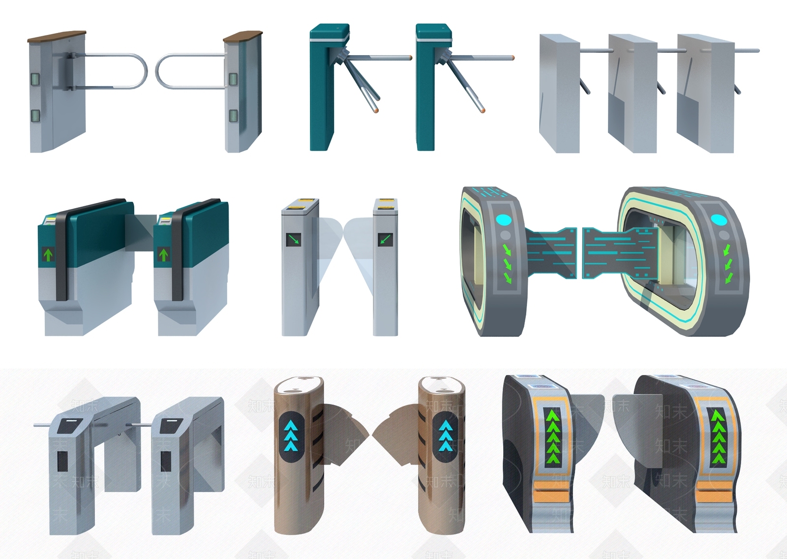 现代人行摆闸3D模型下载【ID:797543478】